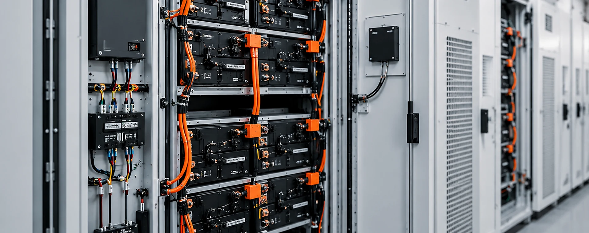 Energy storage wiring harnesses for battery power BMS and cabinet integration