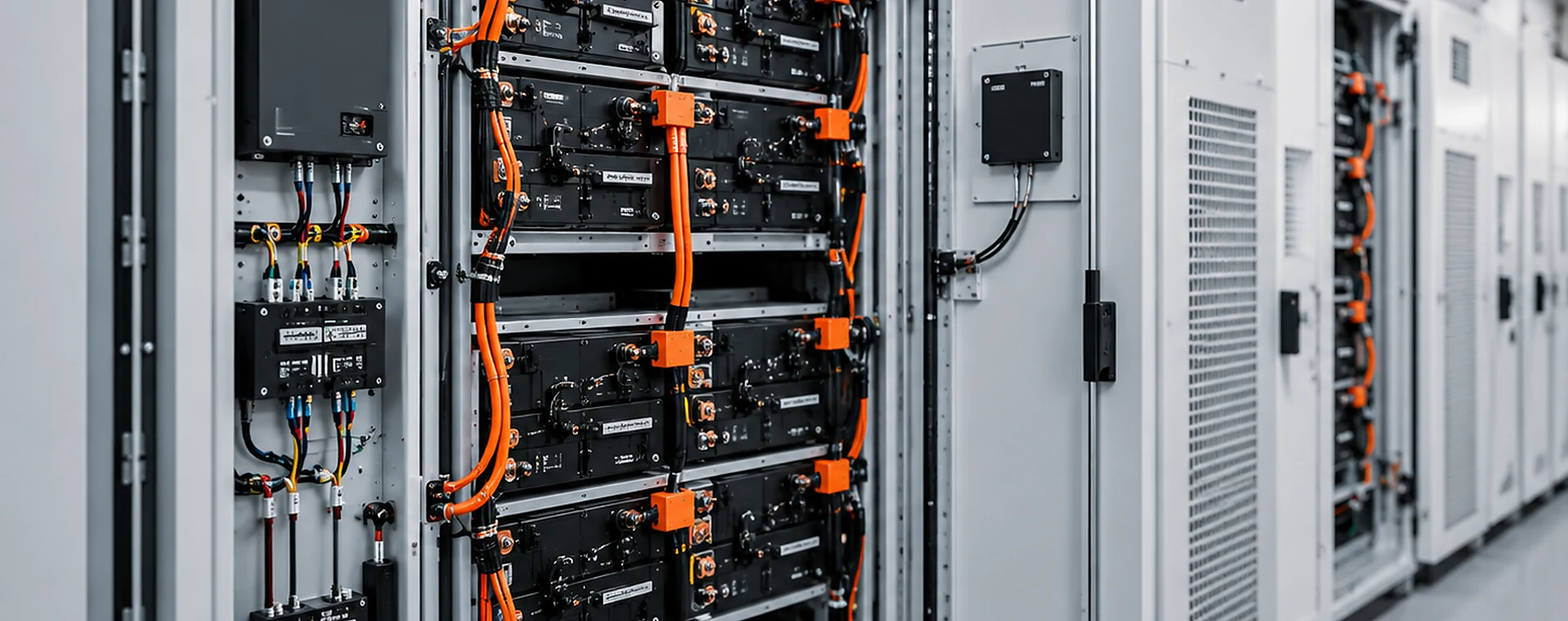 Energy storage wiring harnesses for battery power BMS and cabinet integration