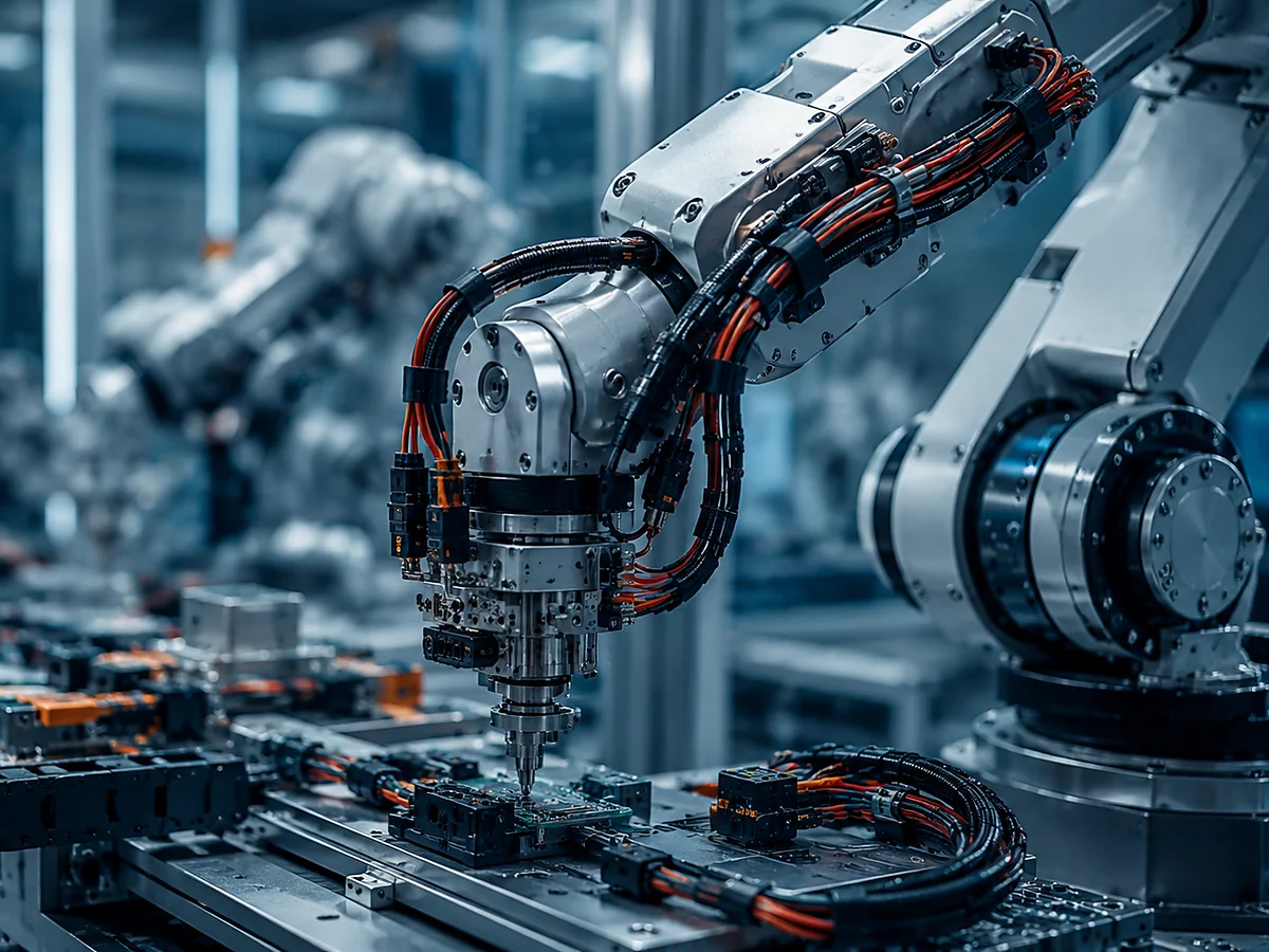 Industrial robot arm wiring harness application
