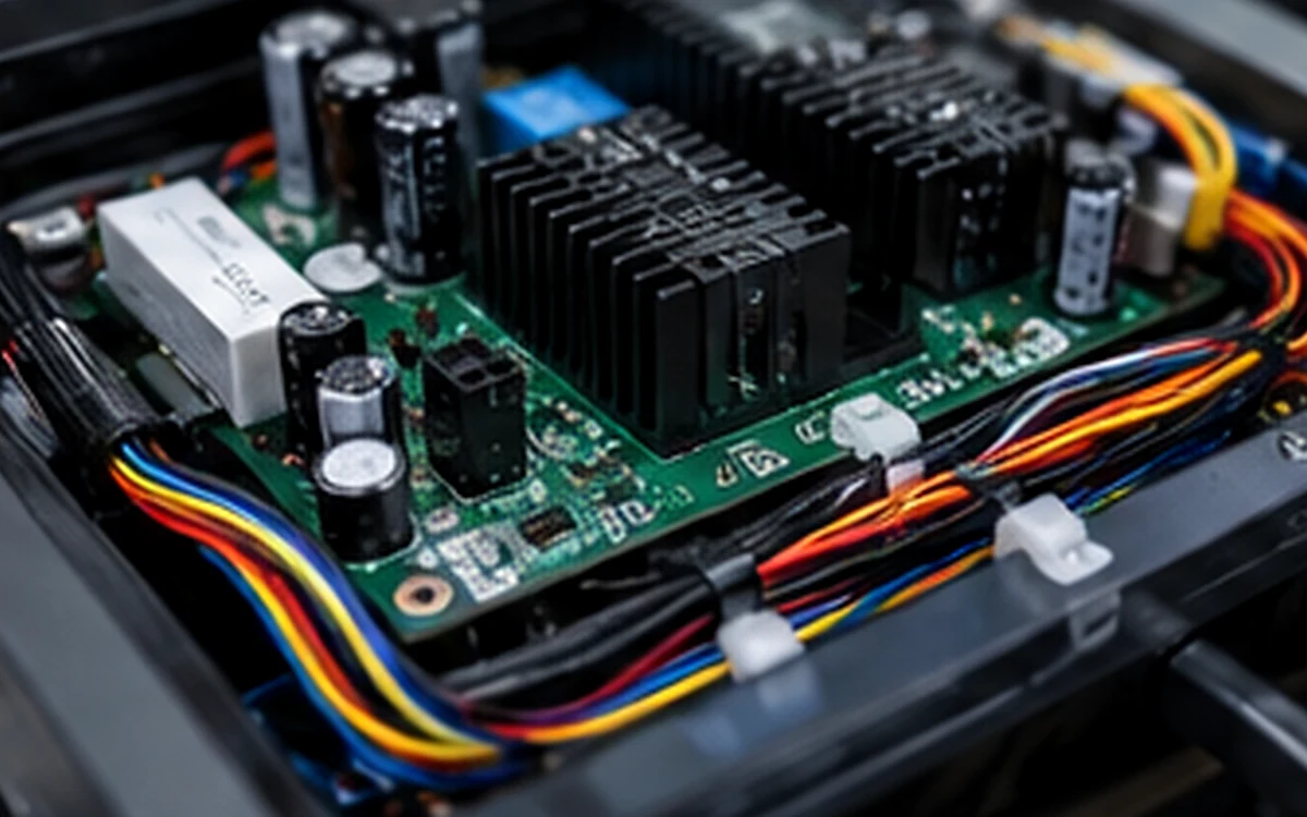Electronic wire harness inside commercial electronic equipment