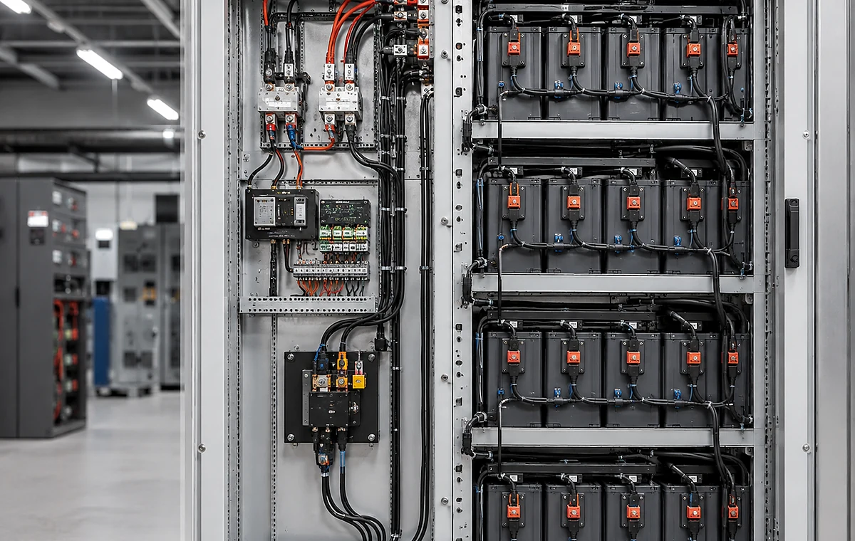 Industrial battery cabinet wiring harness