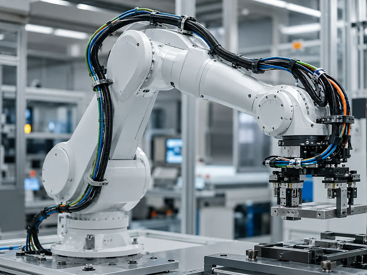 Automated machine and robotic end effector wiring harness