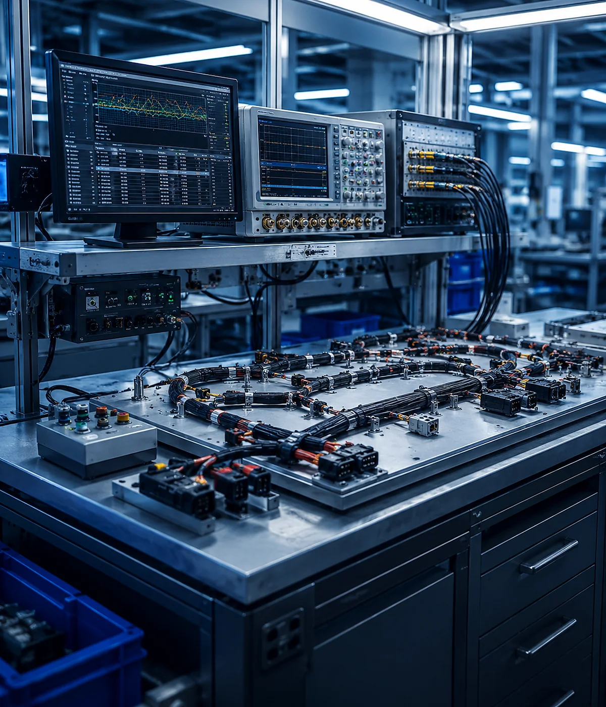 Electronic wire harness testing and validation workstation