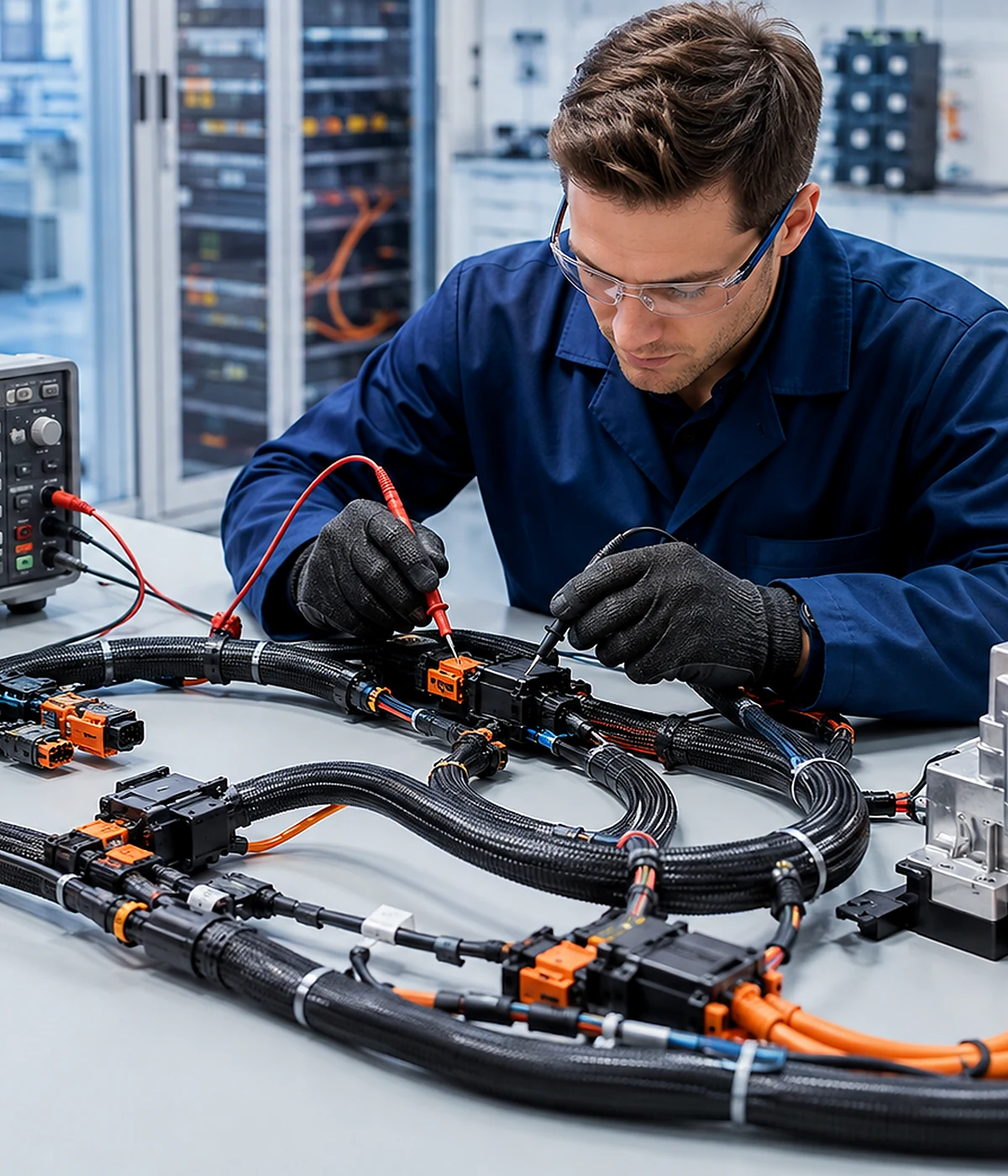 Testing and validation of an energy storage wiring harness